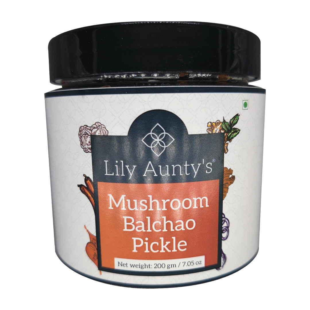 Lily Aunty's Mushroom Balchao Pickle - 200 gms | 100% Veg Pickle Sour and Spicy