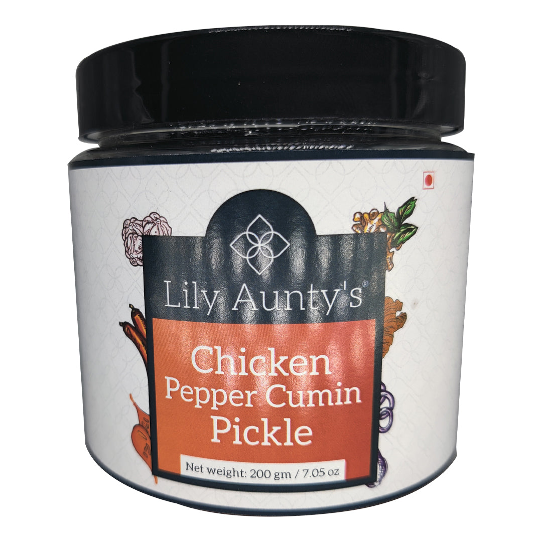 Lily Aunty's Chicken Pepper Cumin Pickle - 200 gms | Gourmet Chicken Pickle