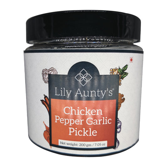 Lily Aunty's Chicken Pepper Garlic Pickle - 200 gms | Gourmet Pickle